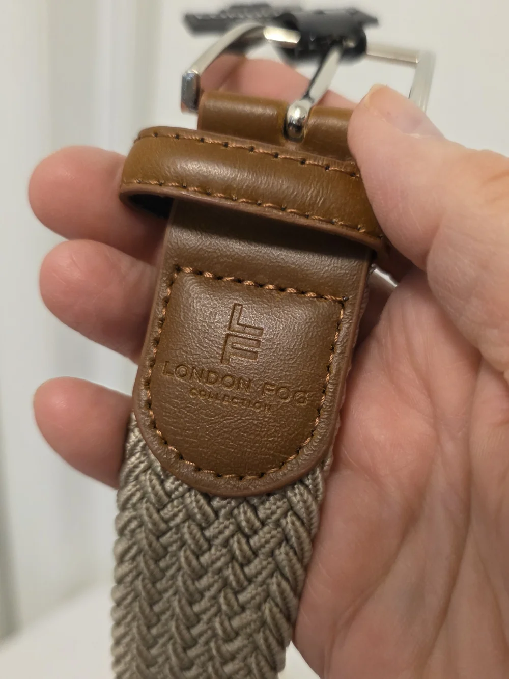 NWT London Fog Collection Men’s Beige Braided Stretch Belt Trim Ret. $28 Sz40/42